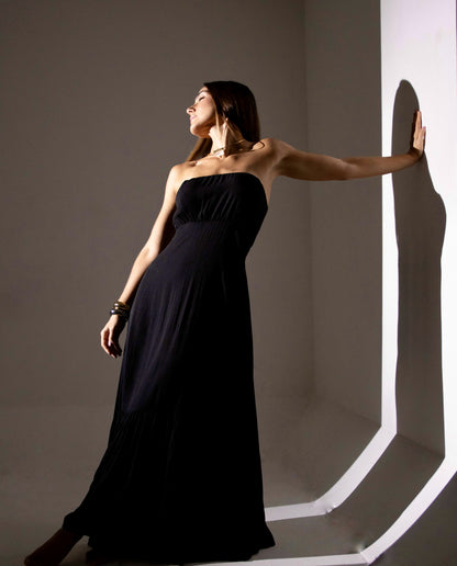 Vestido Longo Sem Alças Amy Preto