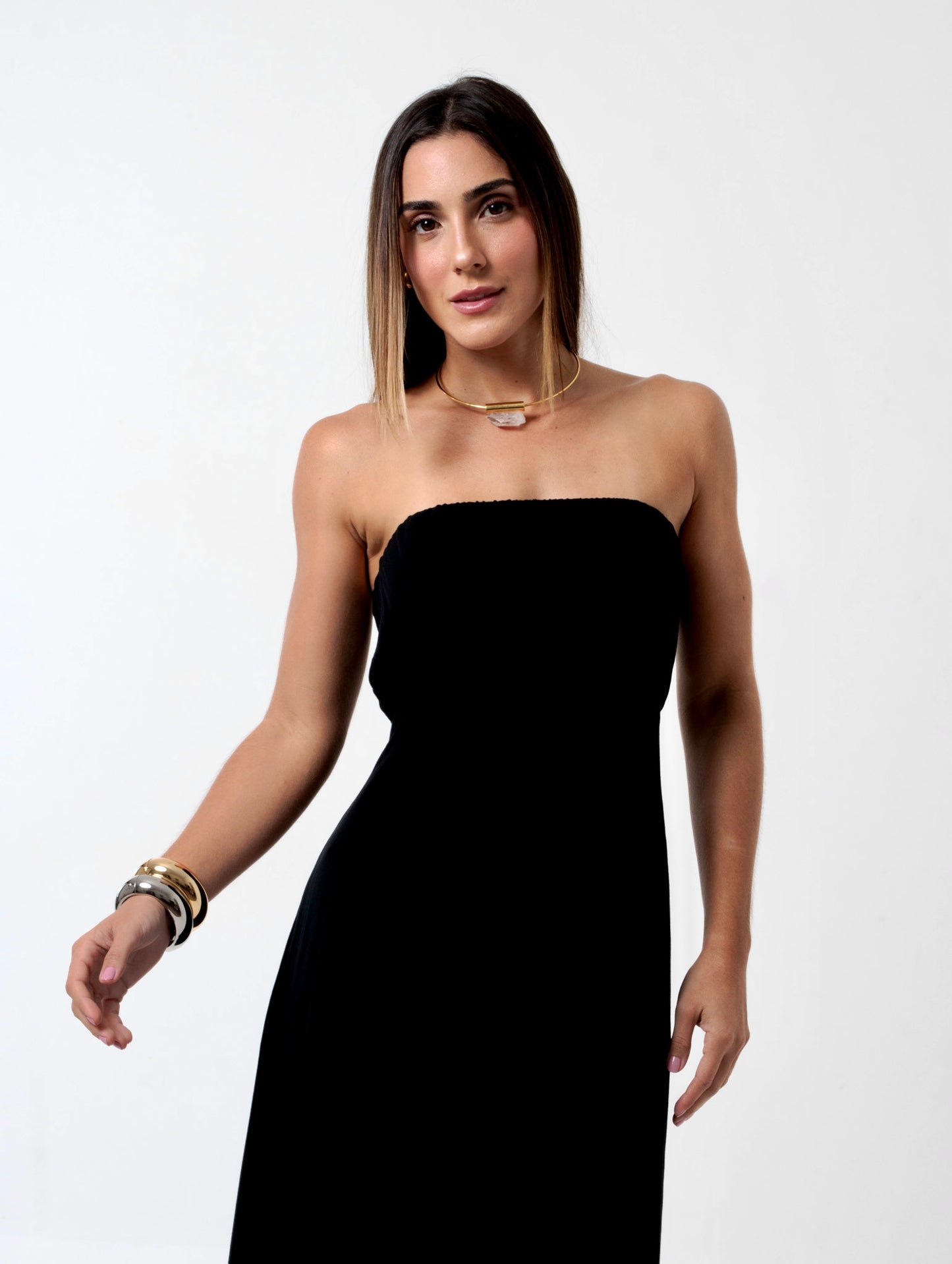 Vestido Longo Sem Alças Amy Preto