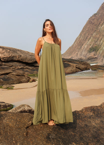 Vestido Longo Carmel Alcaparra