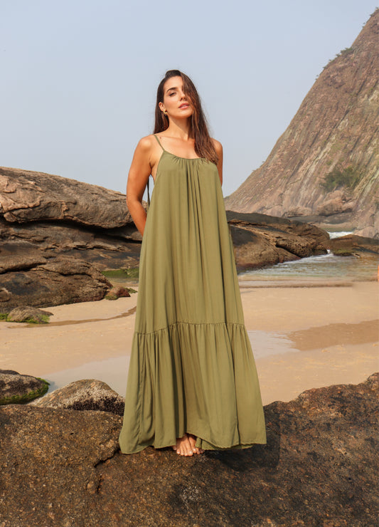 Vestido Longo Carmel Alcaparra