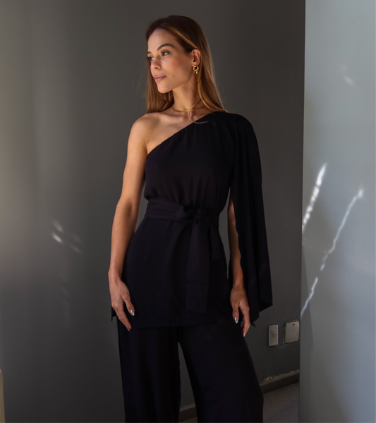 Blusa Um Ombro Só Betina Preta