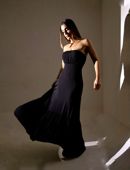 Vestido Longo Sem Alças Amy Preto