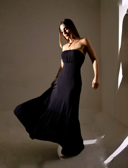 Vestido Longo Sem Alças Amy Preto