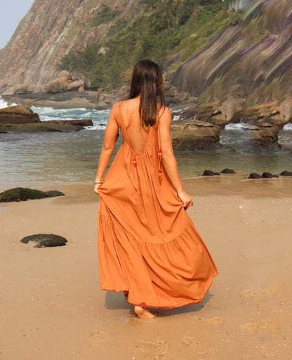 Vestido Longo Carmel Terracota