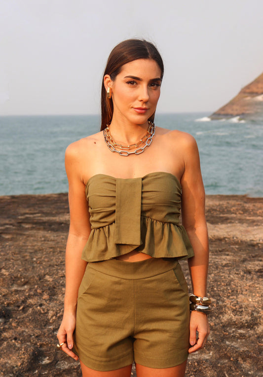 Conjunto Catherine Linho Musgo
